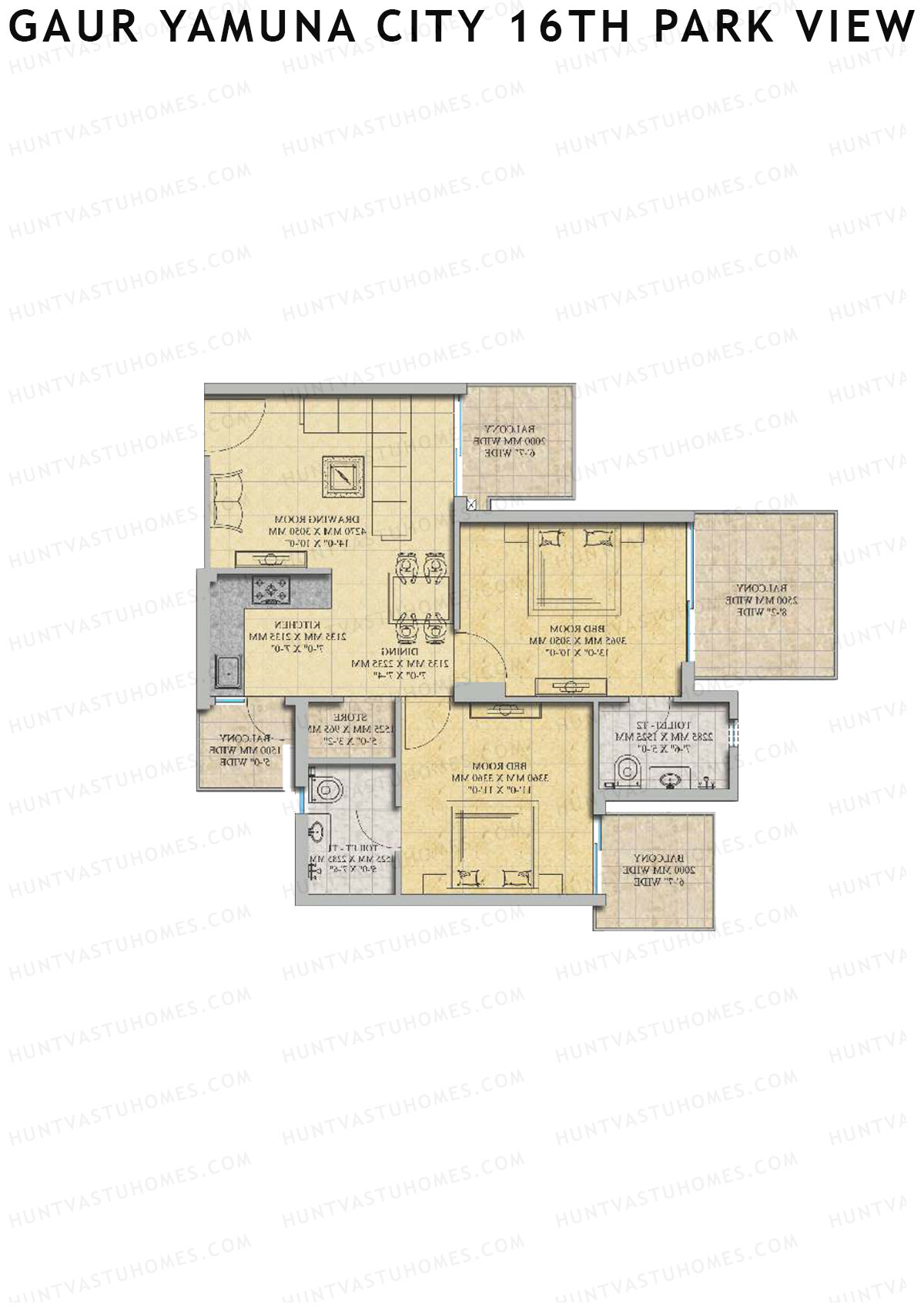Gaur Yamuna City 16Th Park View Tower C Unit 25 (Type M1) Floor Plan