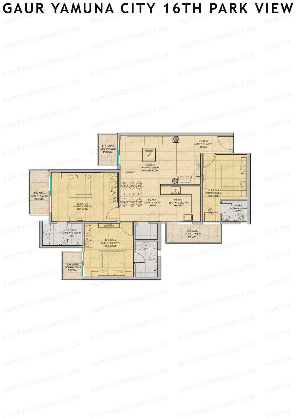 Gaur Yamuna City 16Th Park View Tower K Unit 82 (Type S1) Floor Plan