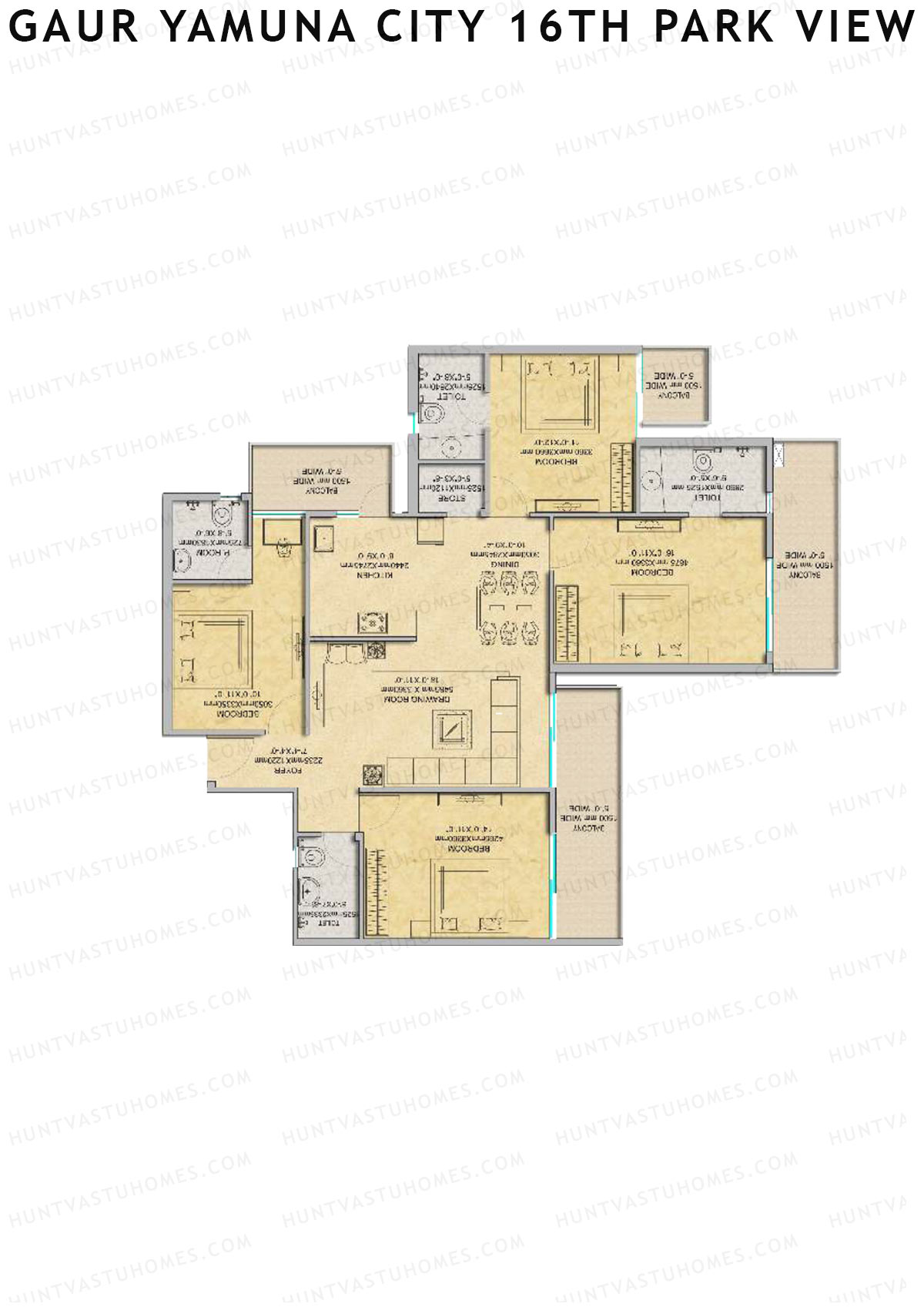 Gaur Yamuna City 16Th Park View Tower K Unit 84 (Type K) Floor Plan