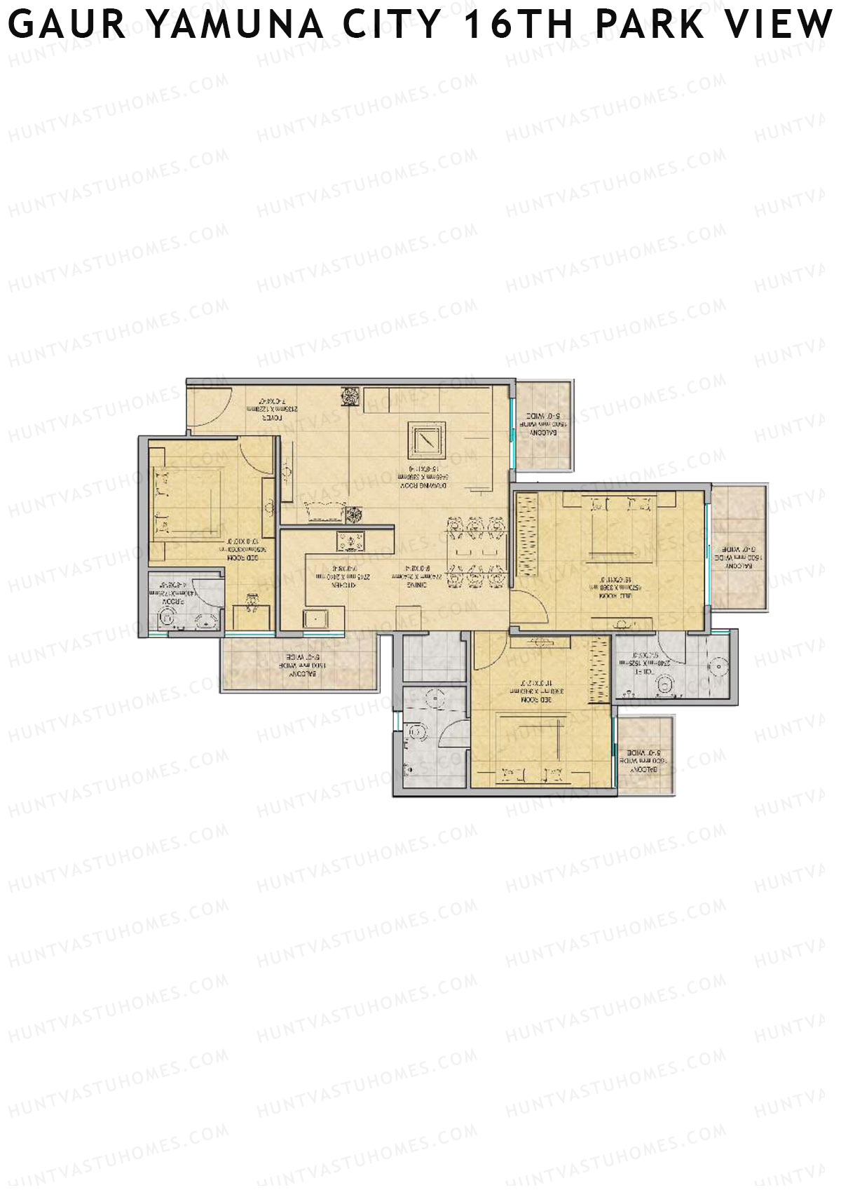 Gaur Yamuna City 16Th Park View Tower K Unit 85 (Type S1) Floor Plan