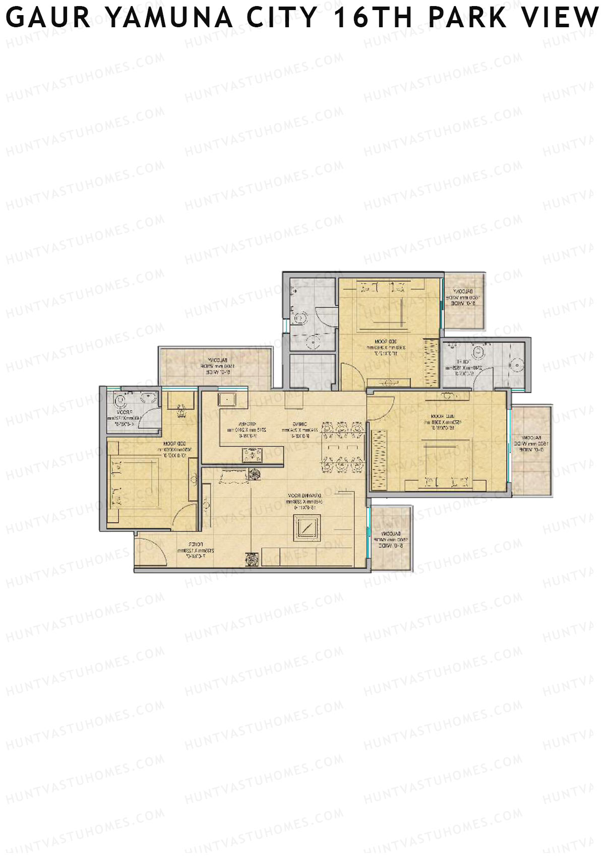 Gaur Yamuna City 16Th Park View Tower K Unit 86 (Type S1) Floor Plan