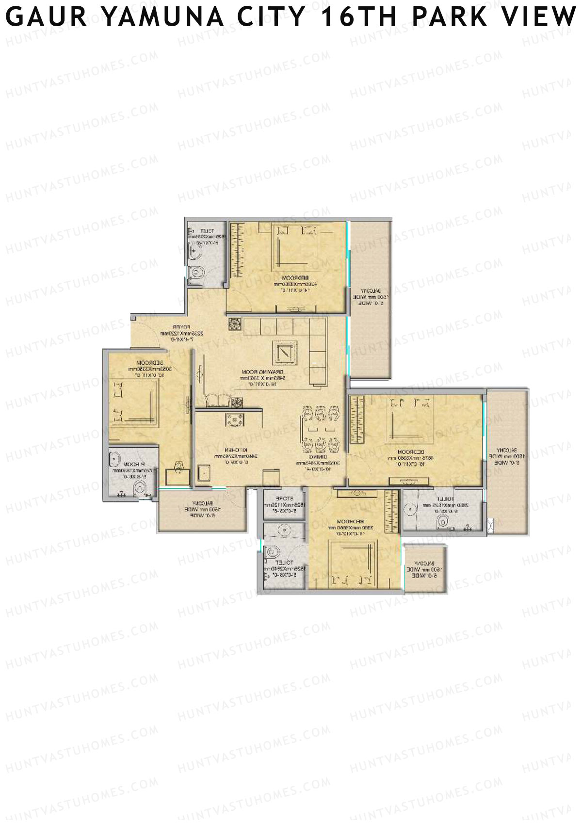 Gaur Yamuna City 16Th Park View Tower K Unit 87 (Type K) Floor Plan