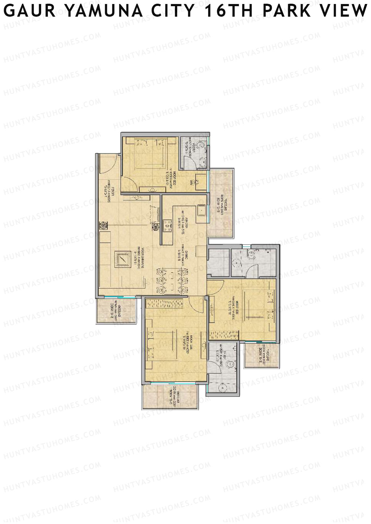 Gaur Yamuna City 16Th Park View Tower L Unit 90 (Type S1) Floor Plan