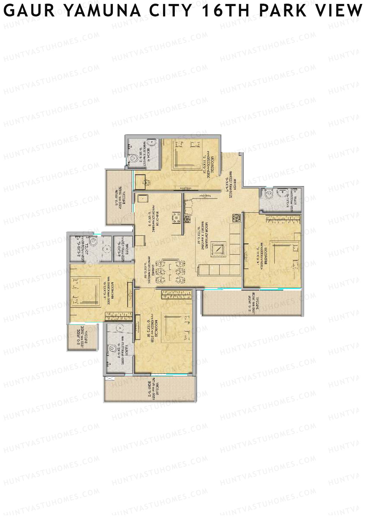 Gaur Yamuna City 16Th Park View Tower L Unit 91 (Type K) Floor Plan