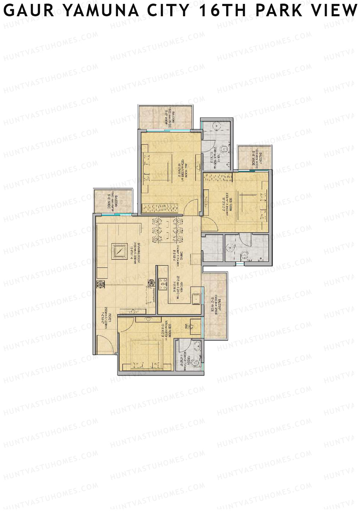 Gaur Yamuna City 16Th Park View Tower L Unit 93 (Type S1) Floor Plan