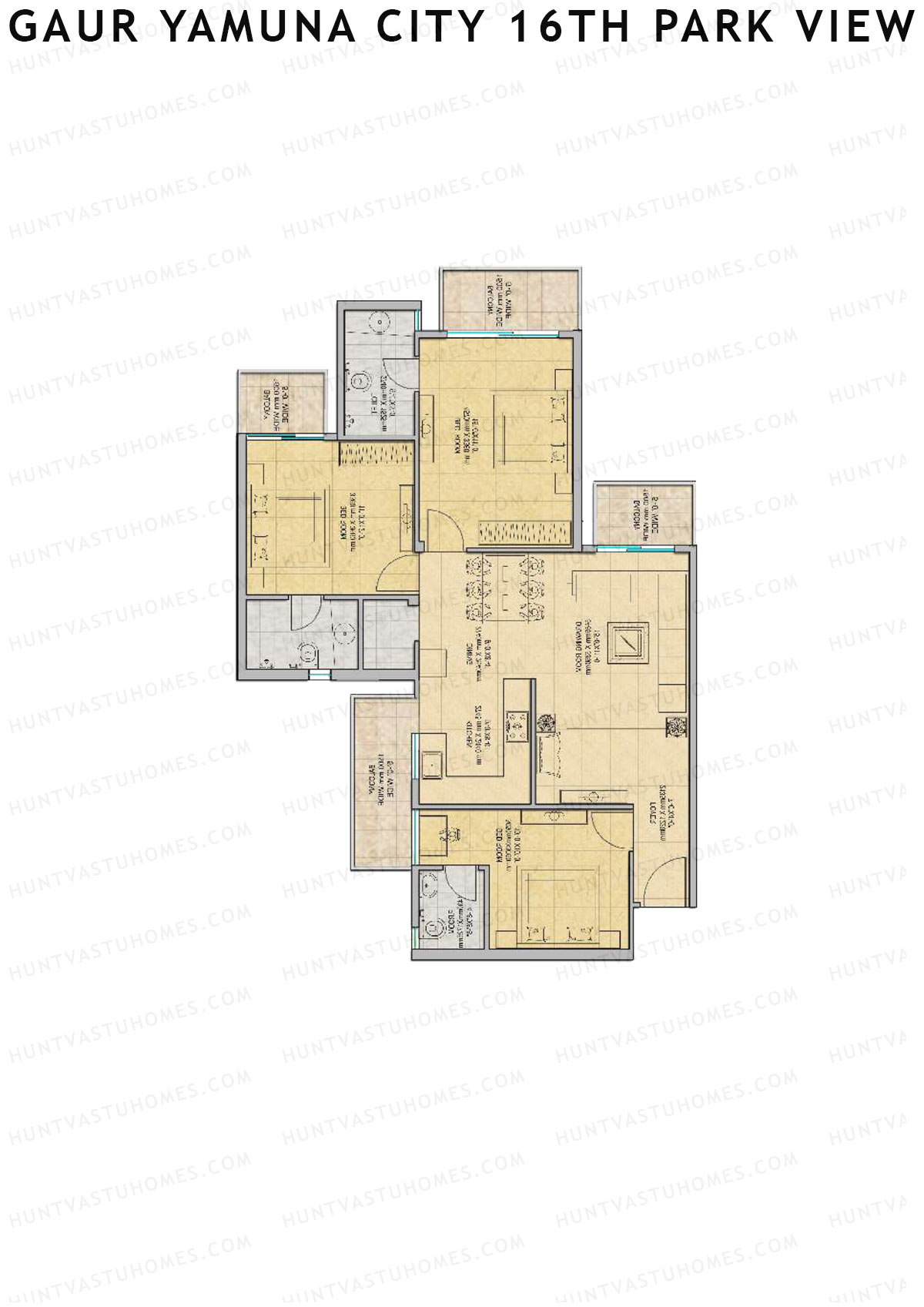 Gaur Yamuna City 16Th Park View Tower L Unit 94 (Type S1) Floor Plan