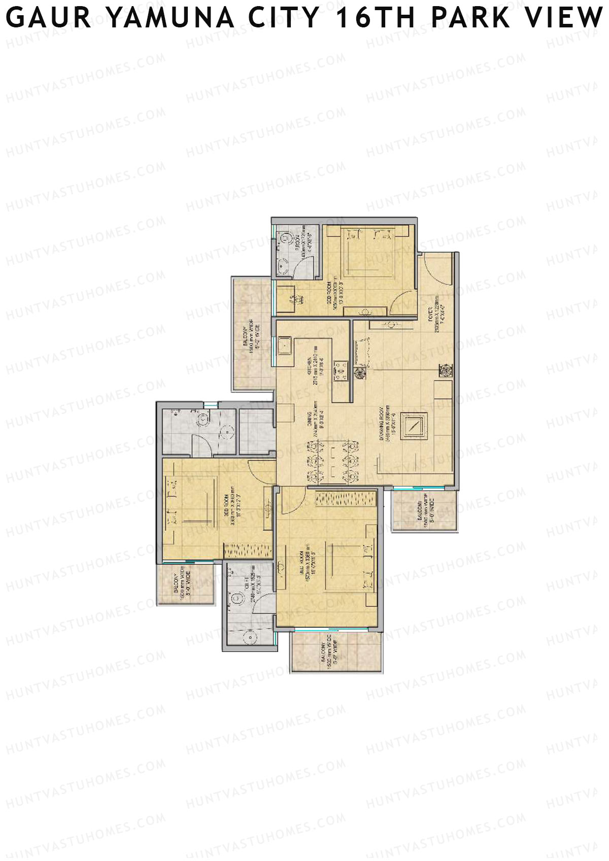 Gaur Yamuna City 16Th Park View Tower L Unit 97 (Type S1) Floor Plan