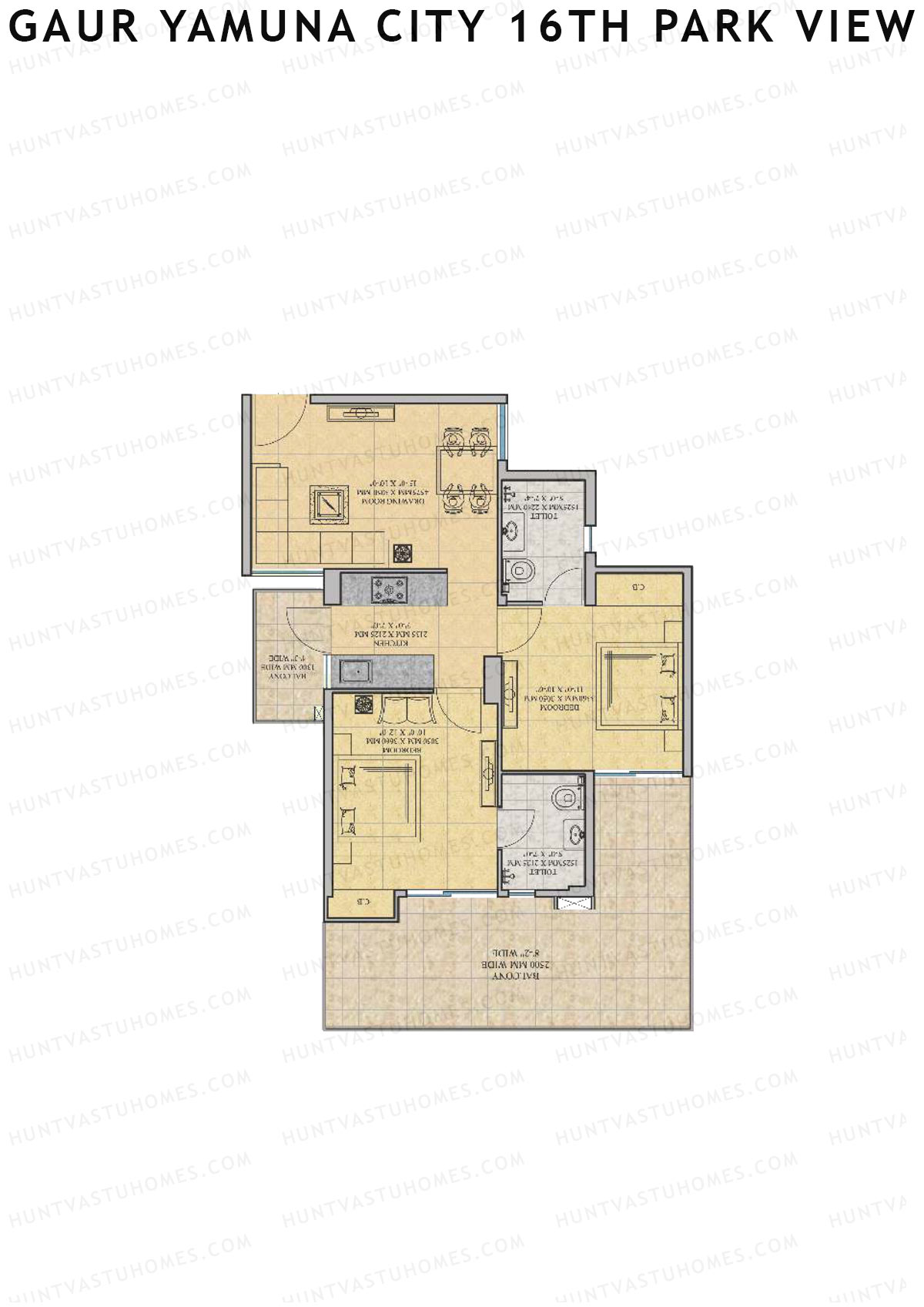 Gaur Yamuna City 16Th Park View Tower O Unit 119 (Type M2) Floor Plan