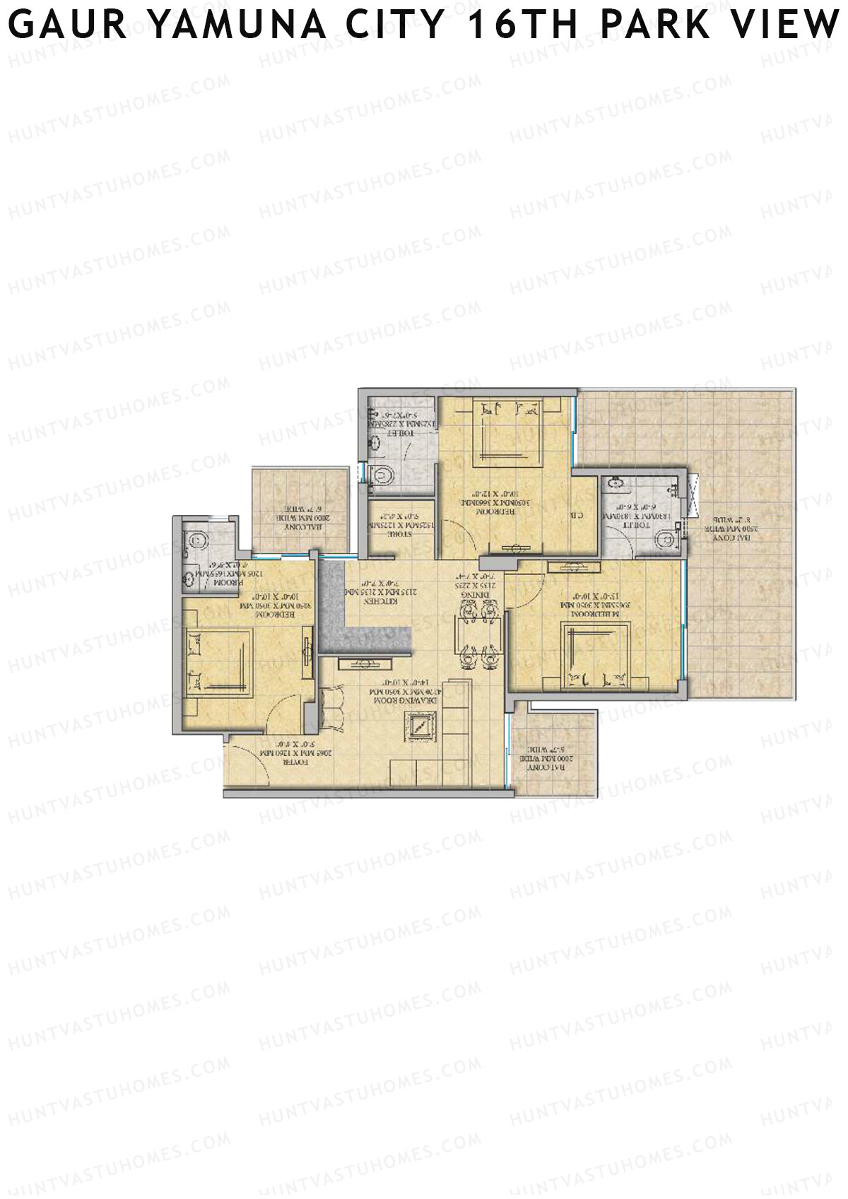 Gaur Yamuna City 16Th Park View Tower R Unit 139 (Type S2) Floor Plan
