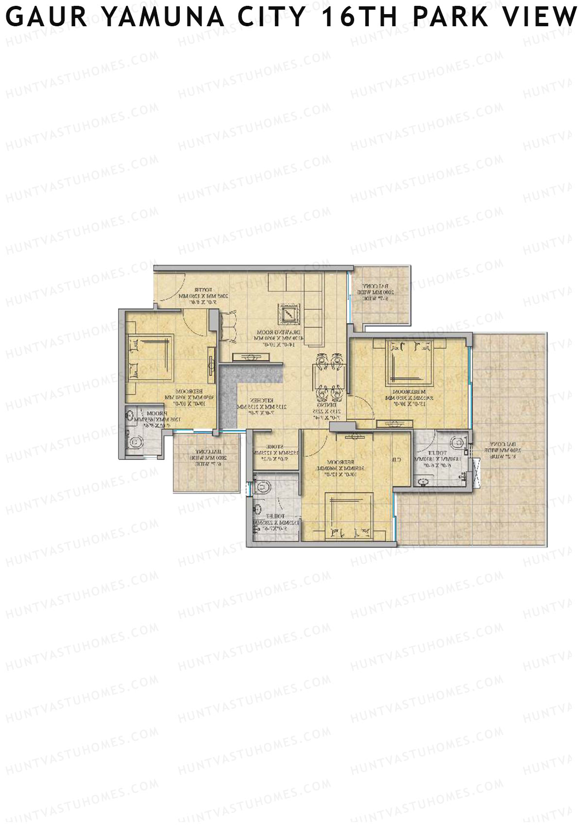 Gaur Yamuna City 16Th Park View Tower R Unit 140 (Type S2) Floor Plan