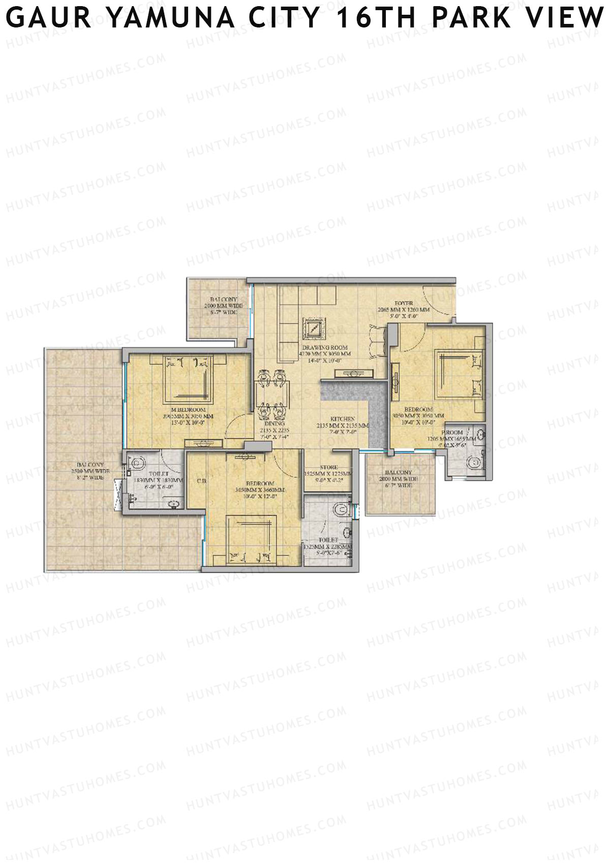 Gaur Yamuna City 16Th Park View Tower R Unit 141 (Type S2) Floor Plan