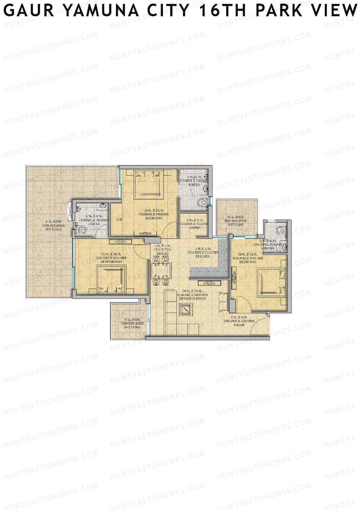 Gaur Yamuna City 16Th Park View Tower R Unit 144 (Type S2) Floor Plan