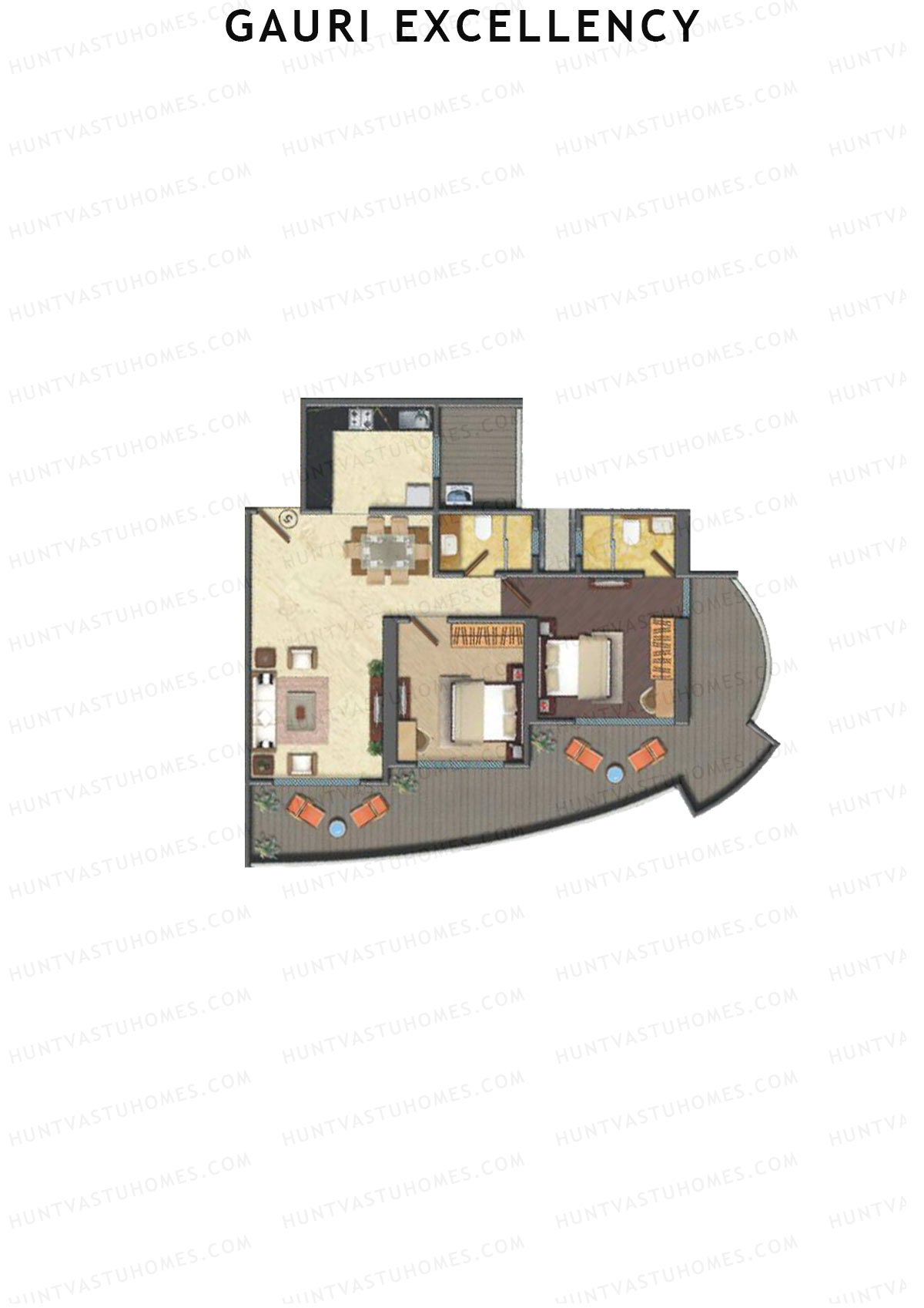 Gauri Excellency Wing A Unit 3 (Type 1) Floor Plan