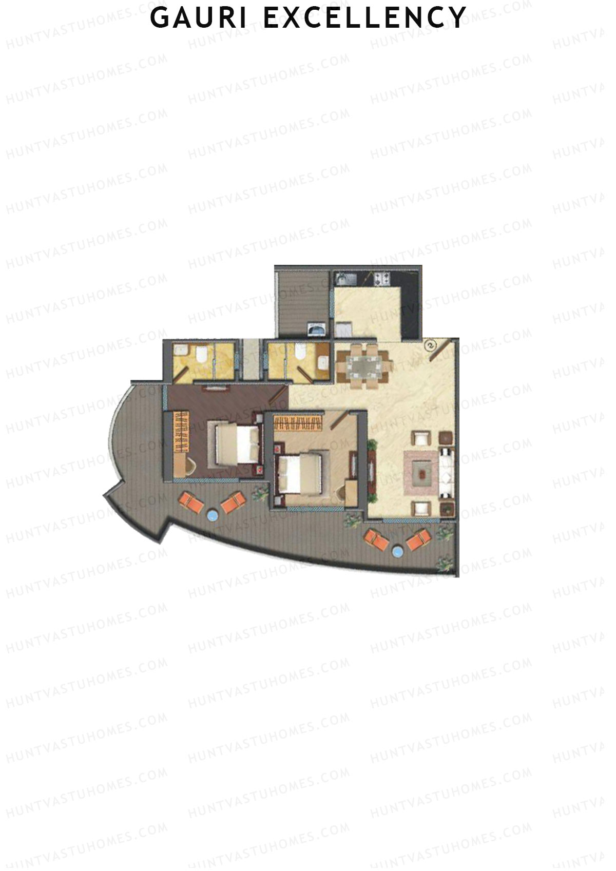 Gauri Excellency Wing A Unit 4 (Type 1) Floor Plan