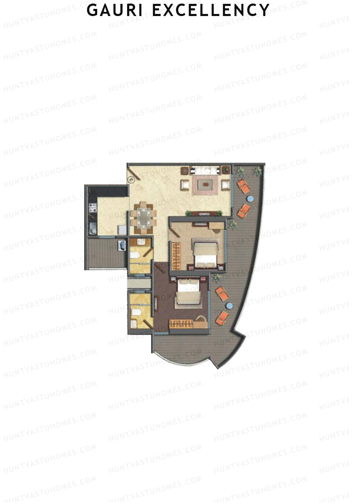 Gauri Excellency Wing B Unit 3 (Type 1) Floor Plan