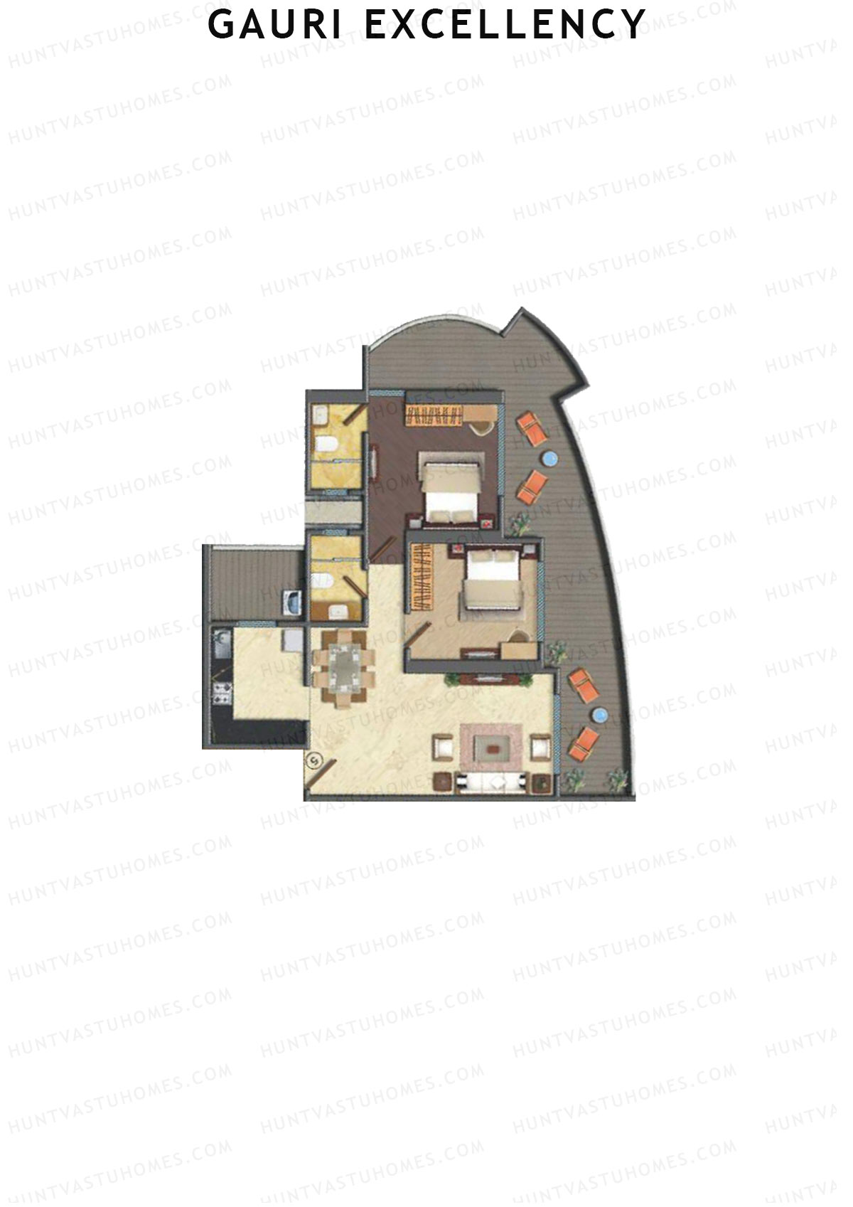 Gauri Excellency Wing B Unit 4 (Type 1) Floor Plan