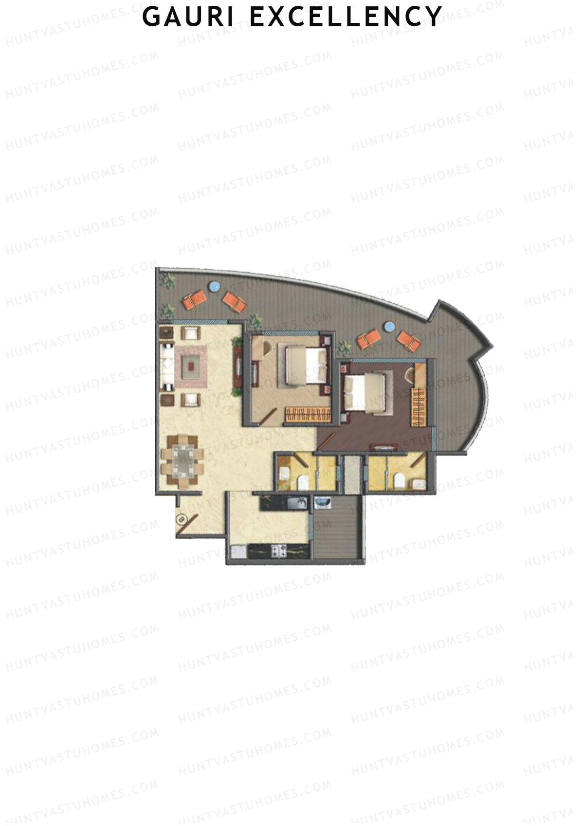 Gauri Excellency Wing B Unit 5 (Type 2) Floor Plan