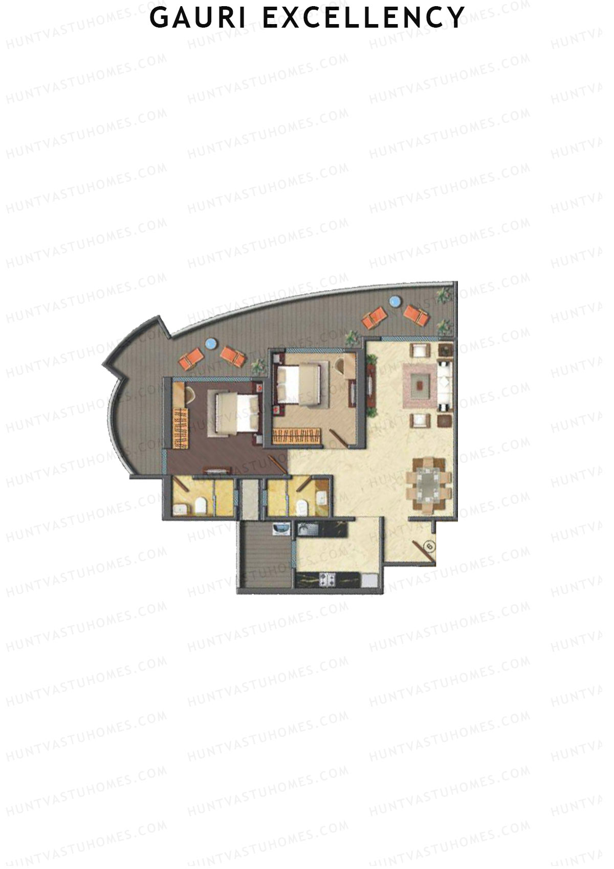 Gauri Excellency Wing B Unit 6 (Type 2) Floor Plan