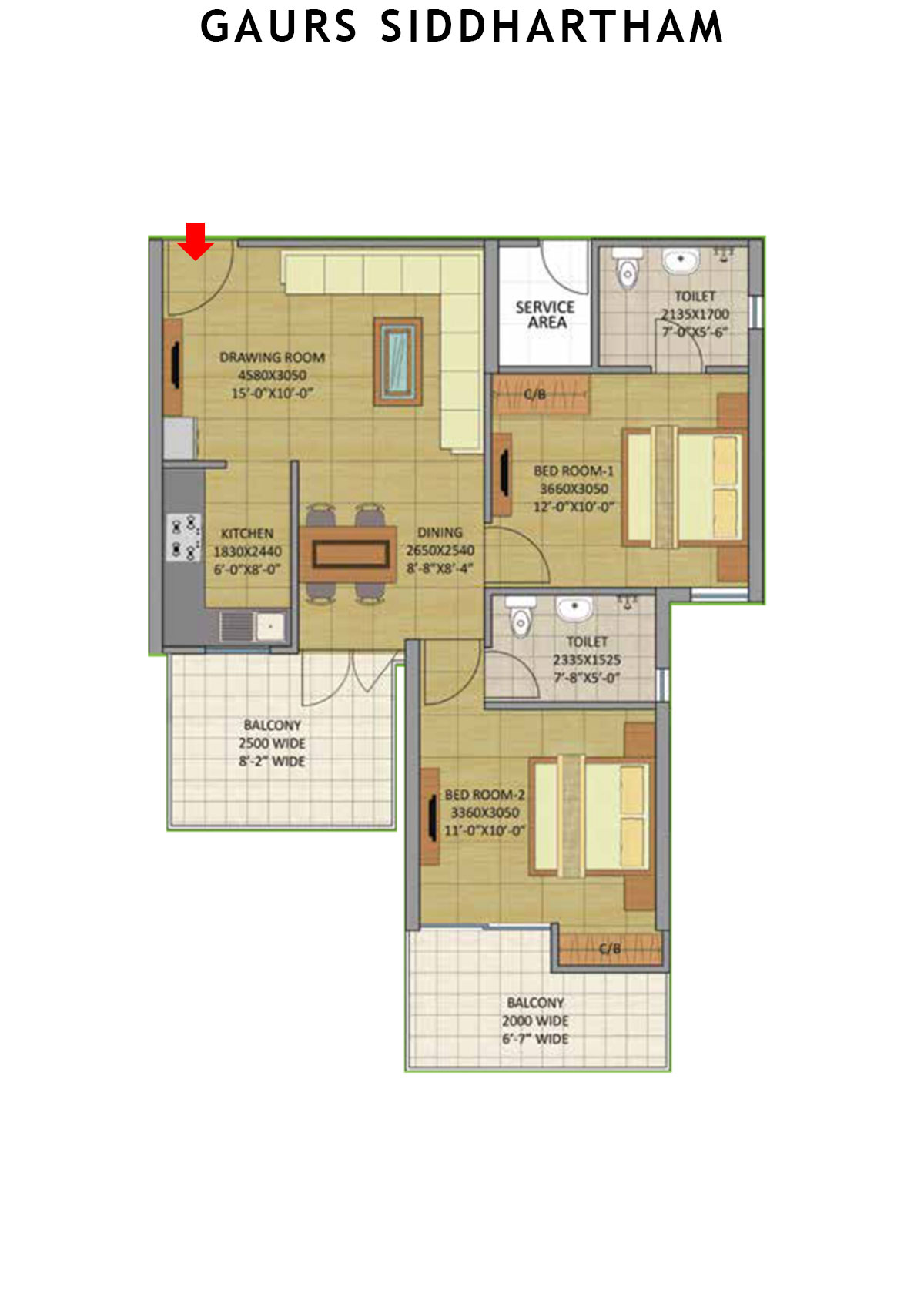 Gaurs Siddhartham Block A Unit 1 (Type  M1C) Floor Plan