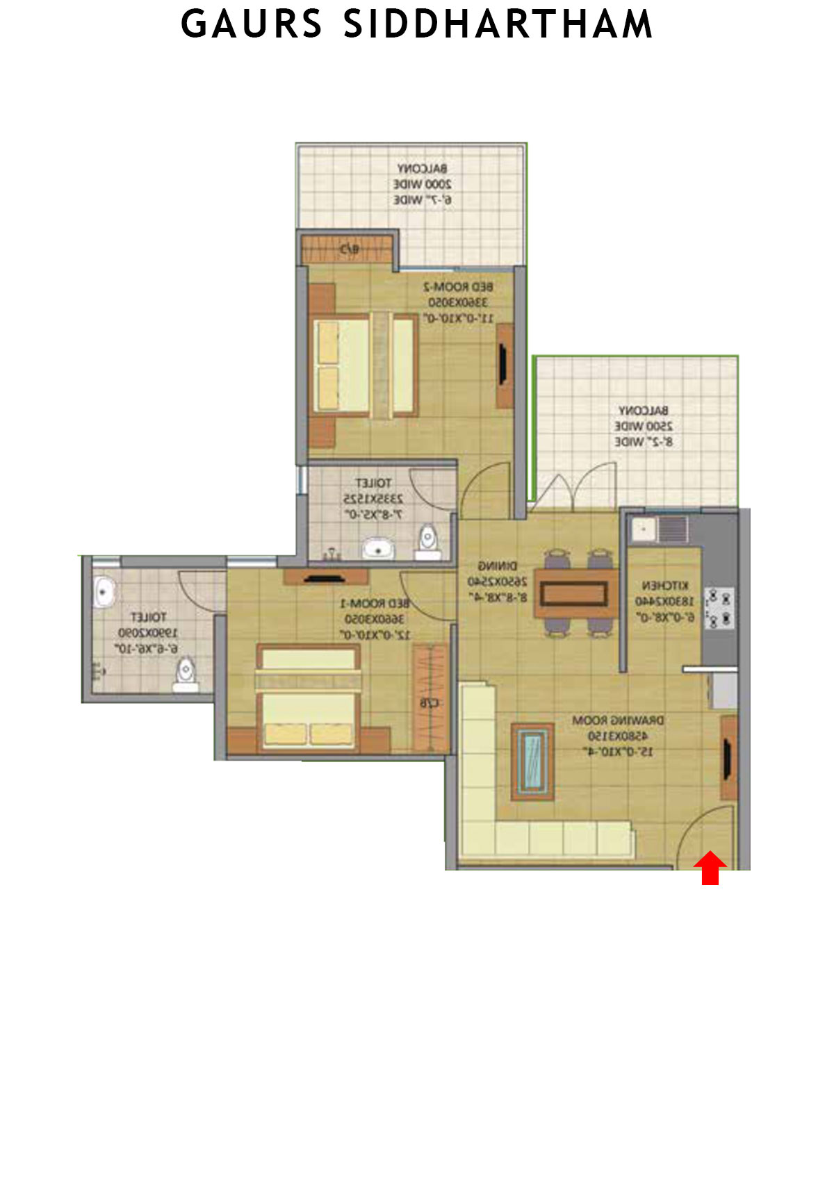 Gaurs Siddhartham Block A Unit 5 (Type  M1B) Floor Plan