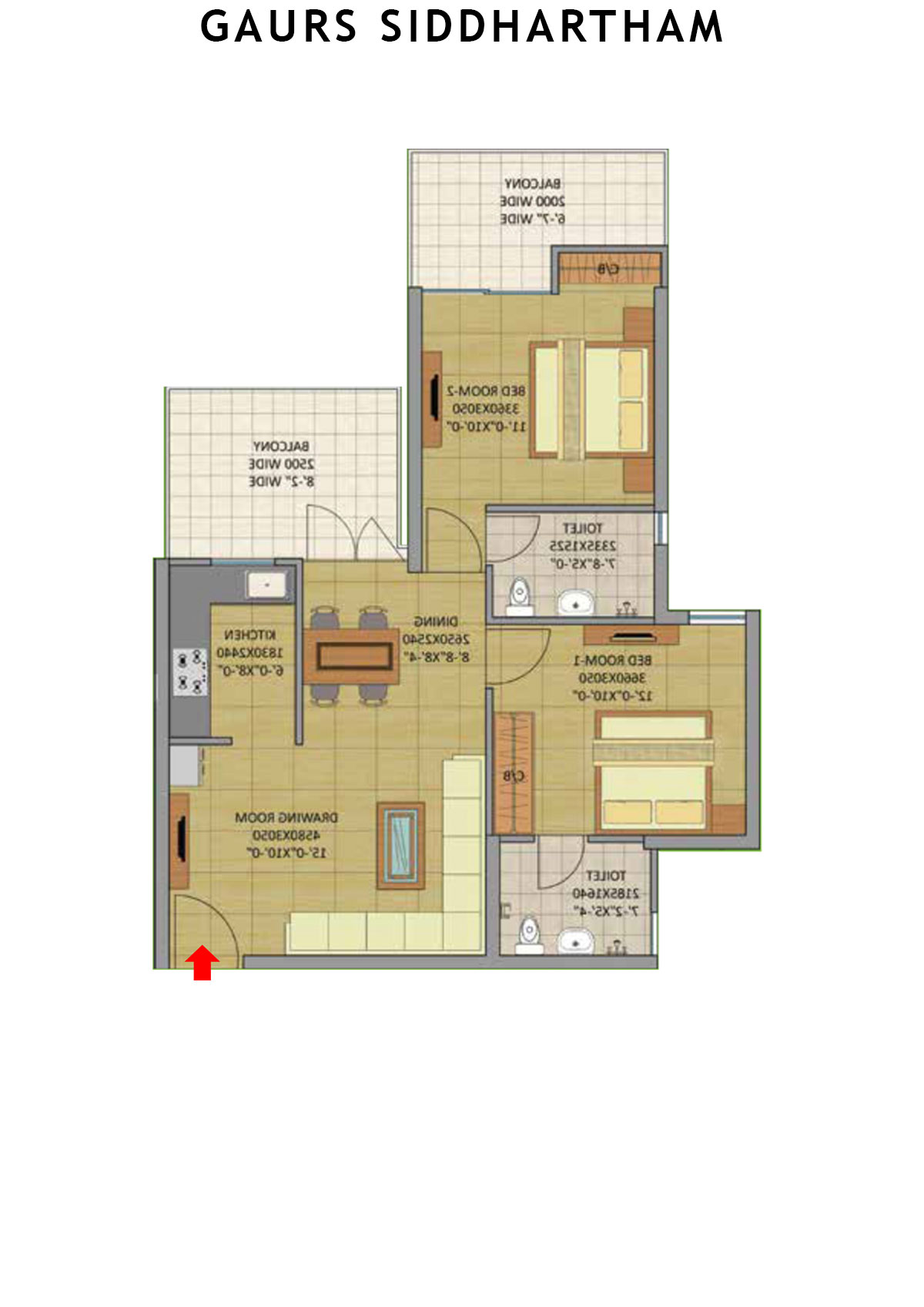 Gaurs Siddhartham Block A Unit 6 (Type  M1A) Floor Plan