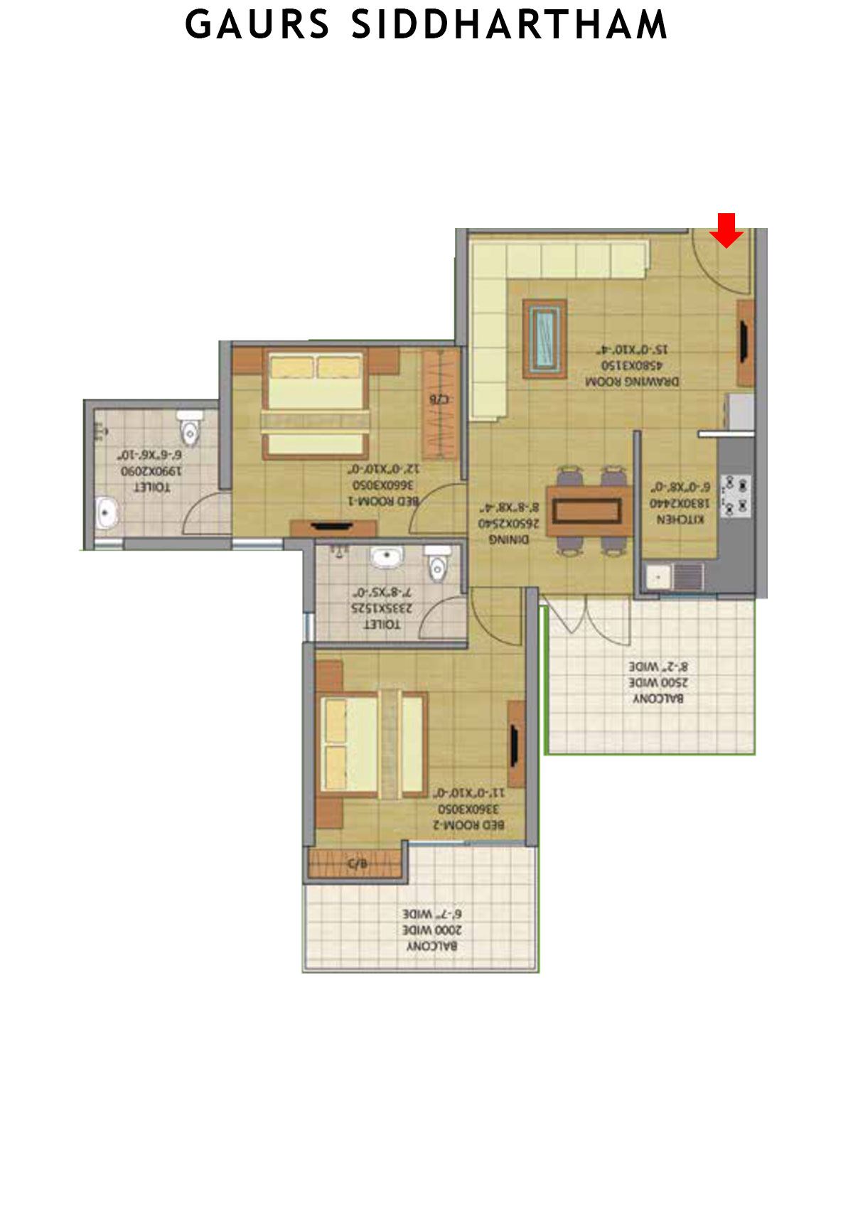 Gaurs Siddhartham Block A Unit 8 (Type  M1B) Floor Plan