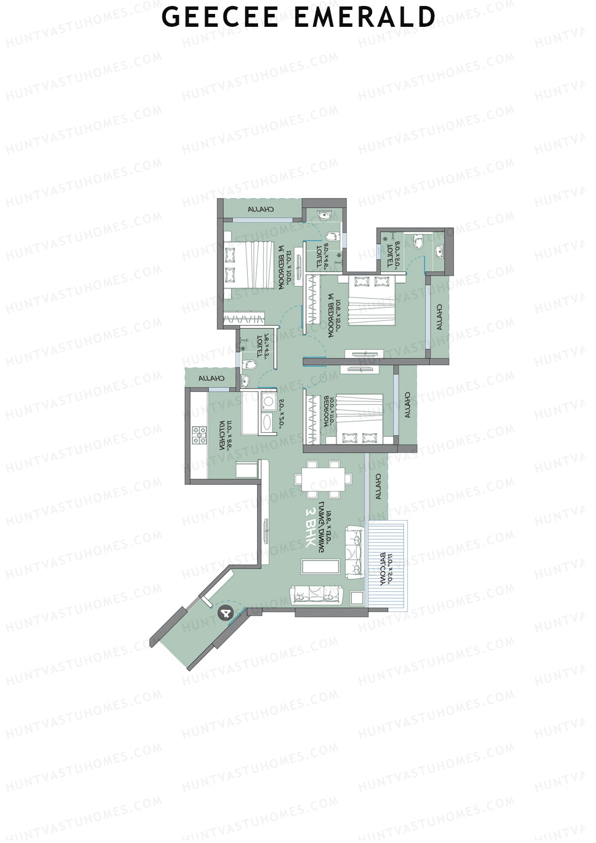 GeeCee Emerald Wing A Unit 1 Floor Plan
