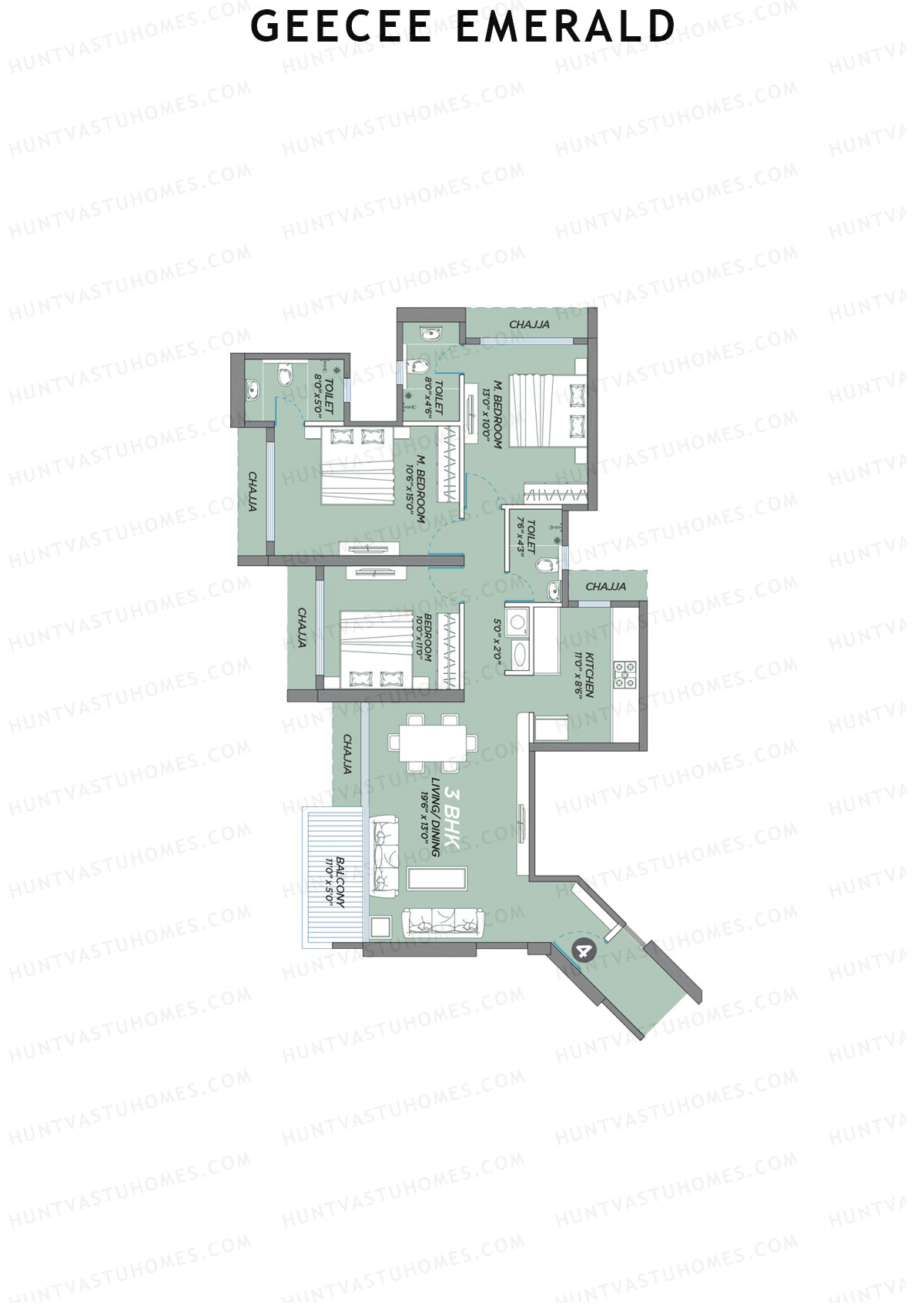 GeeCee Emerald Wing A Unit 4 Floor Plan