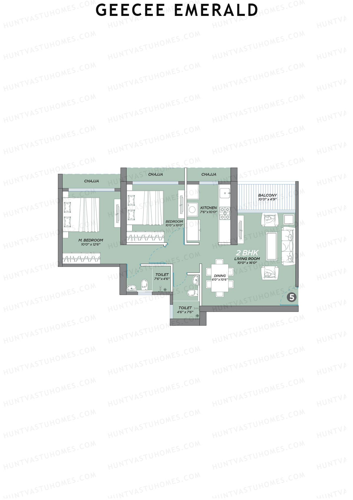 GeeCee Emerald Wing B Unit 5 Floor Plan