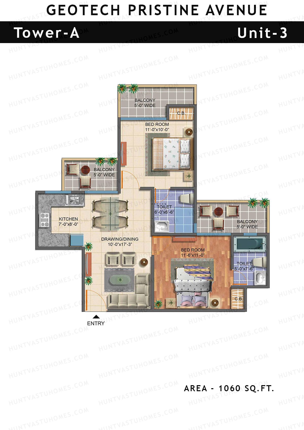 Geotech Pristine Avenue Tower A Unit 3 Floor Plan