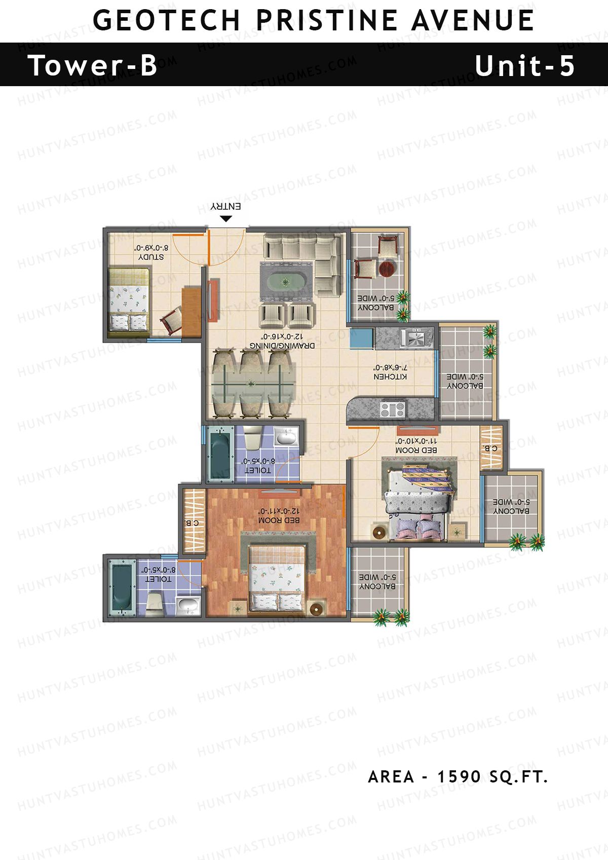 Geotech Pristine Avenue Tower B Unit 5 Floor Plan