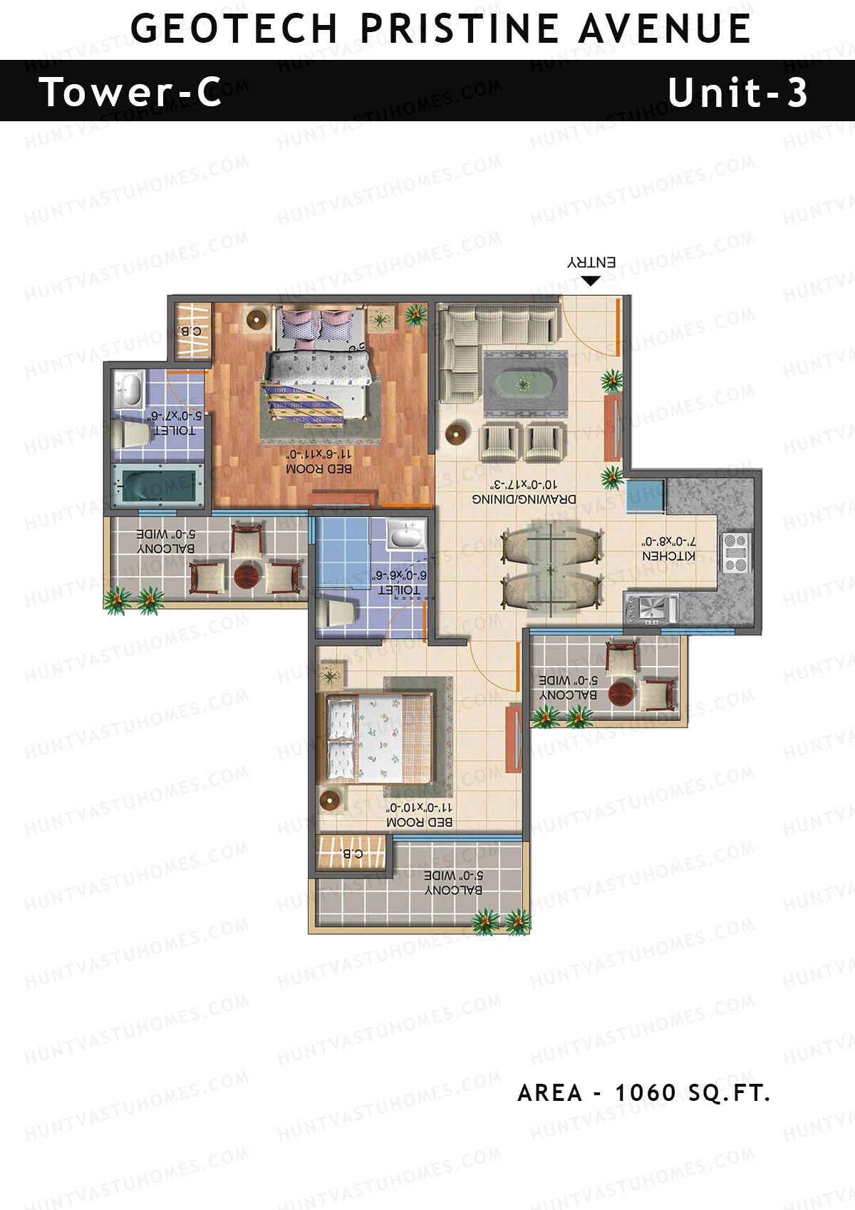 Geotech Pristine Avenue Tower C Unit 3 Floor Plan