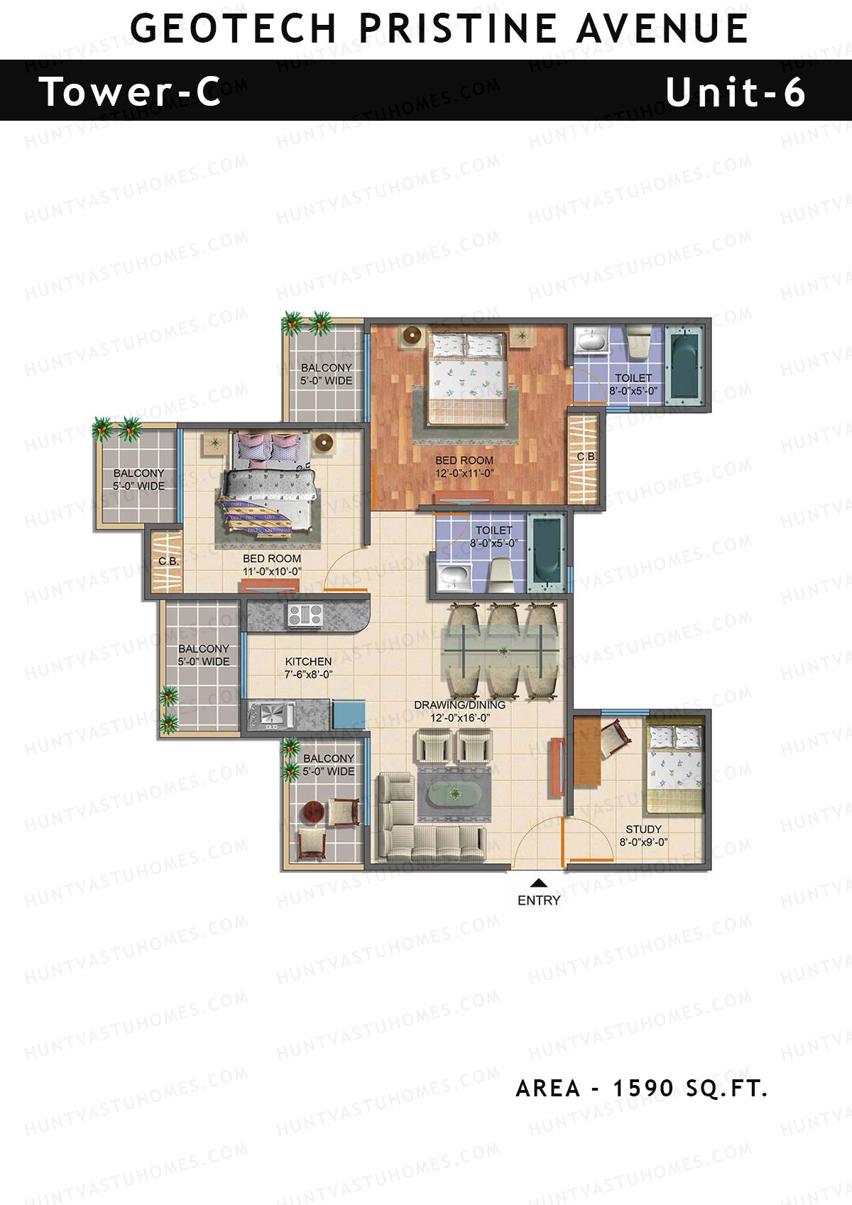 Geotech Pristine Avenue Tower C Unit 6 Floor Plan