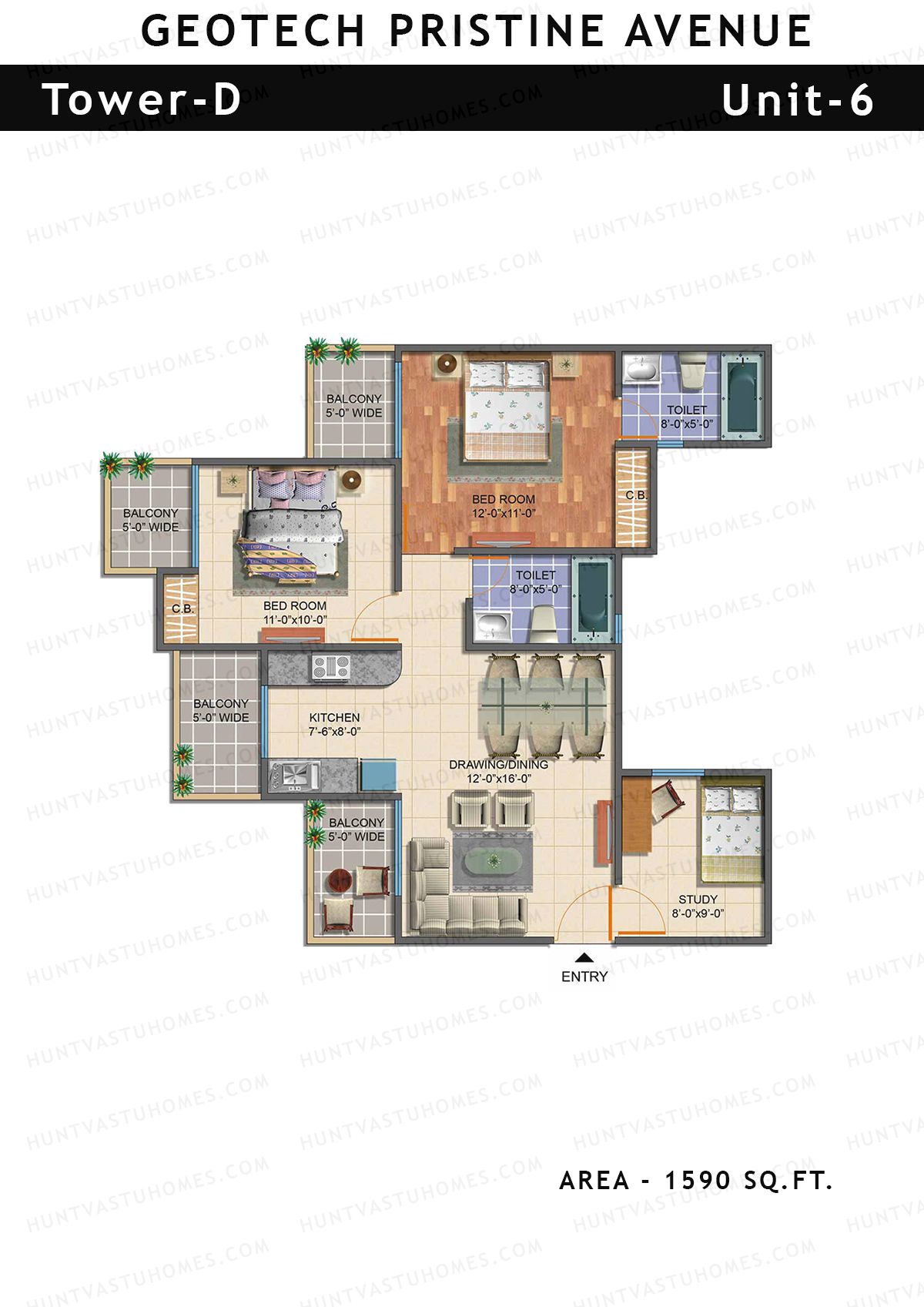 Geotech Pristine Avenue Tower D Unit 6 Floor Plan