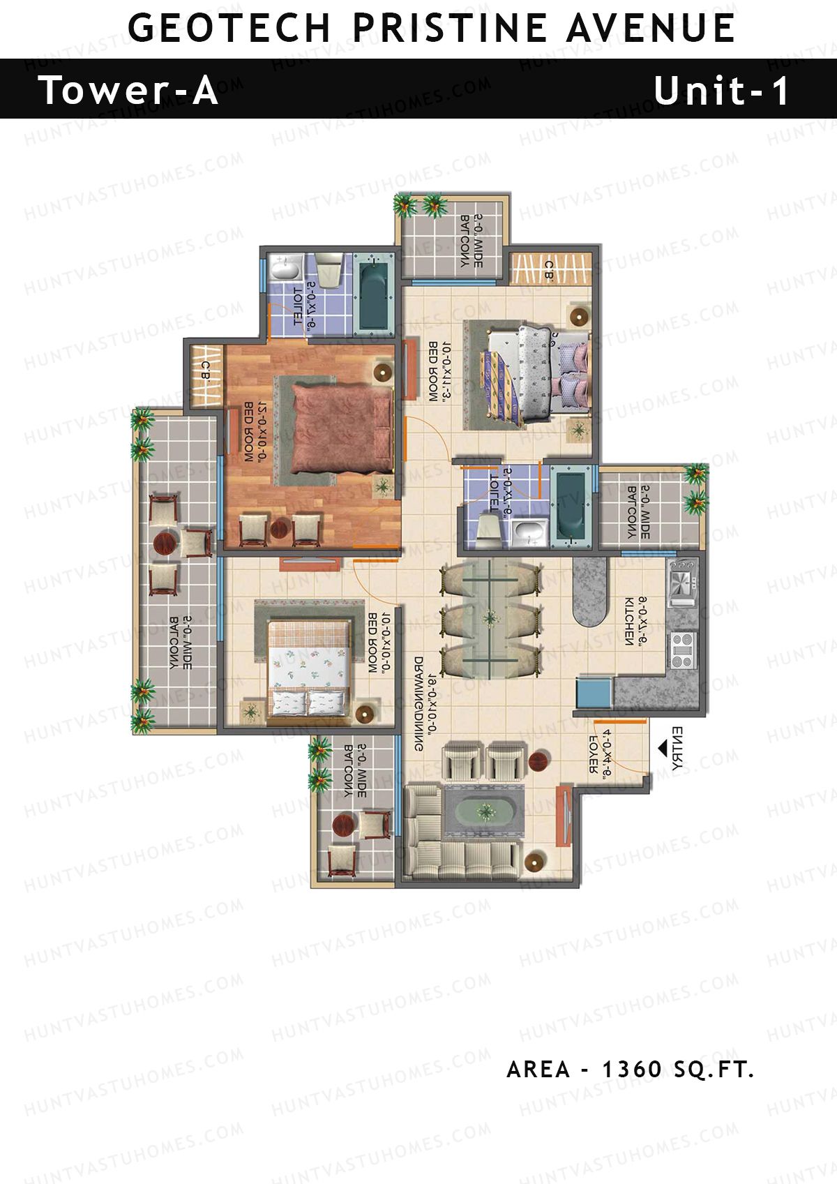 Geotech Pristine Avenue Tower A Unit 1 Floor Plan