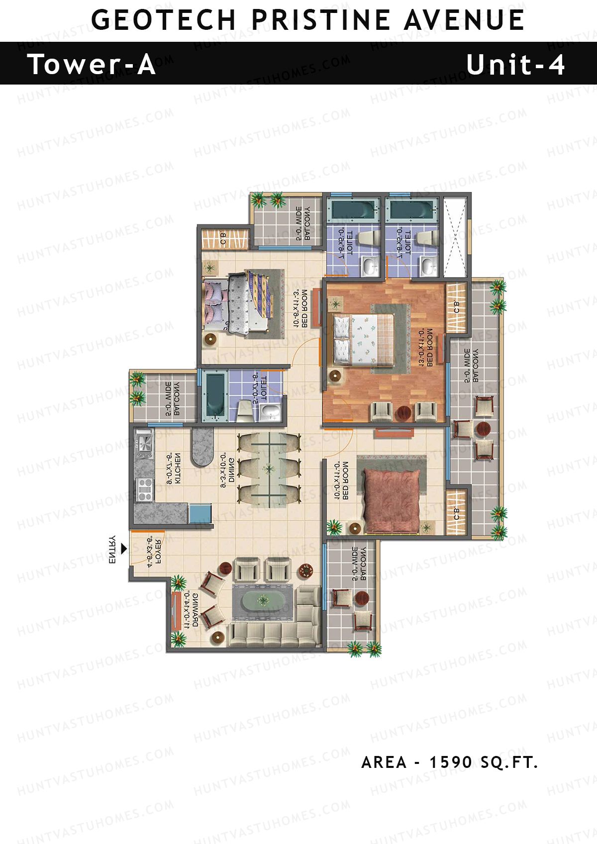 Geotech Pristine Avenue Tower A Unit 4 Floor Plan