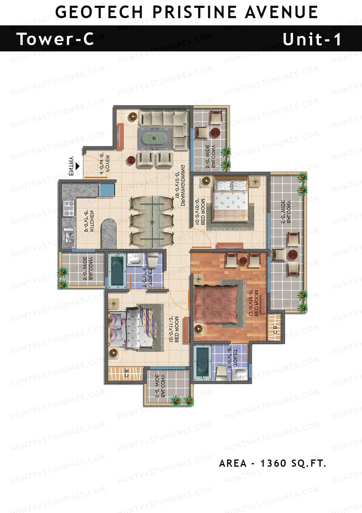 Geotech Pristine Avenue Tower C Unit 1 Floor Plan