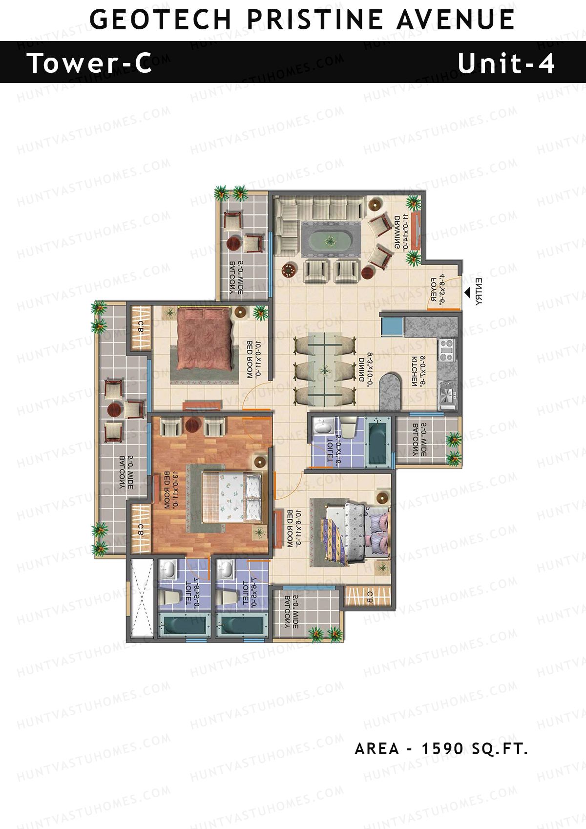 Geotech Pristine Avenue Tower C Unit 4 Floor Plan
