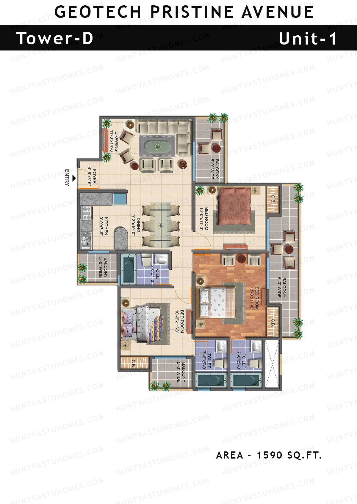 Geotech Pristine Avenue Tower D Unit 1 Floor Plan