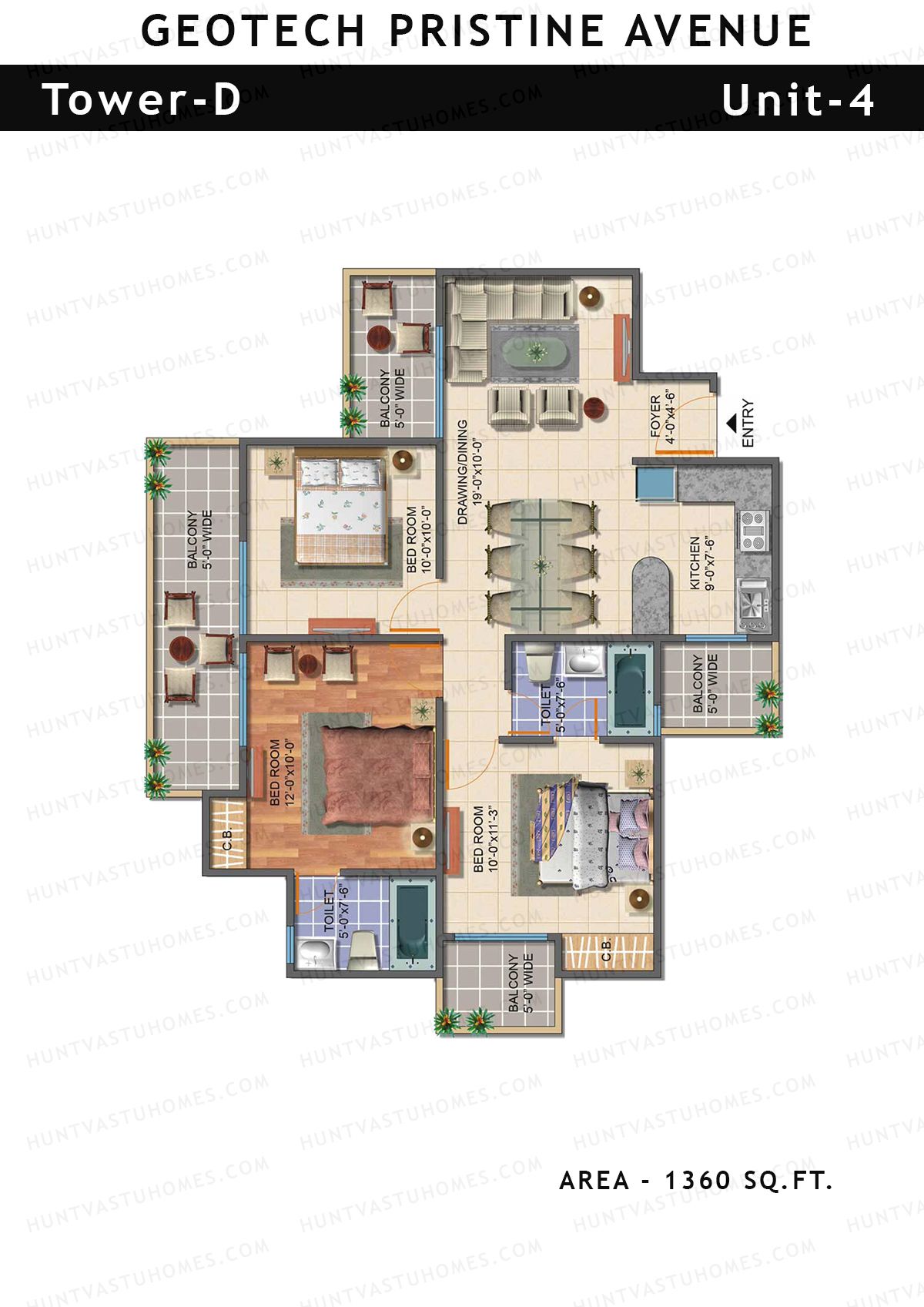 Geotech Pristine Avenue Tower D Unit 4 Floor Plan