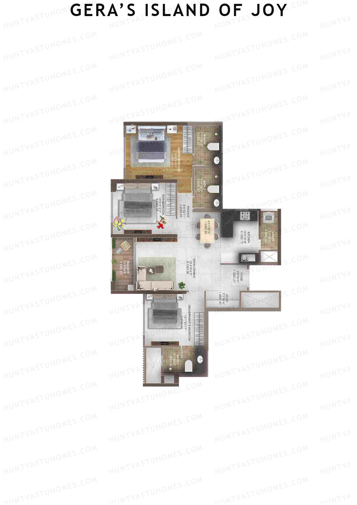 Gera's Island of Joy Tower 2 Unit 1 Floor Plan