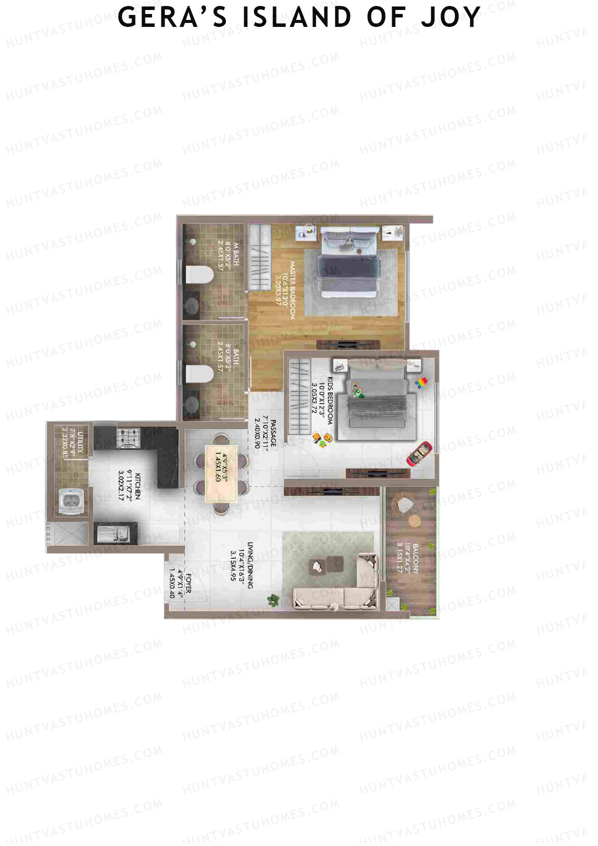 Gera's Island of Joy Tower 2 Unit 3 Floor Plan