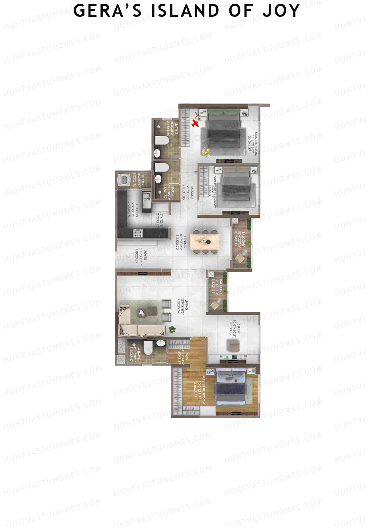 Gera's Island of Joy Tower 3 Unit 2 Floor Plan