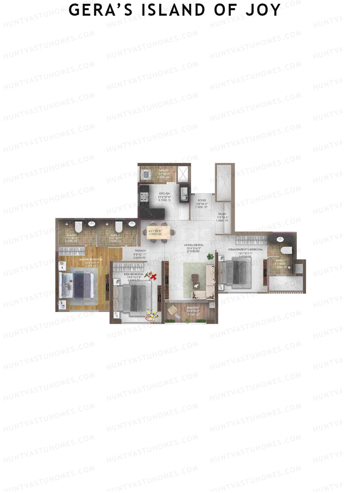 Gera's Island of Joy Tower 4 Unit 1 Floor Plan
