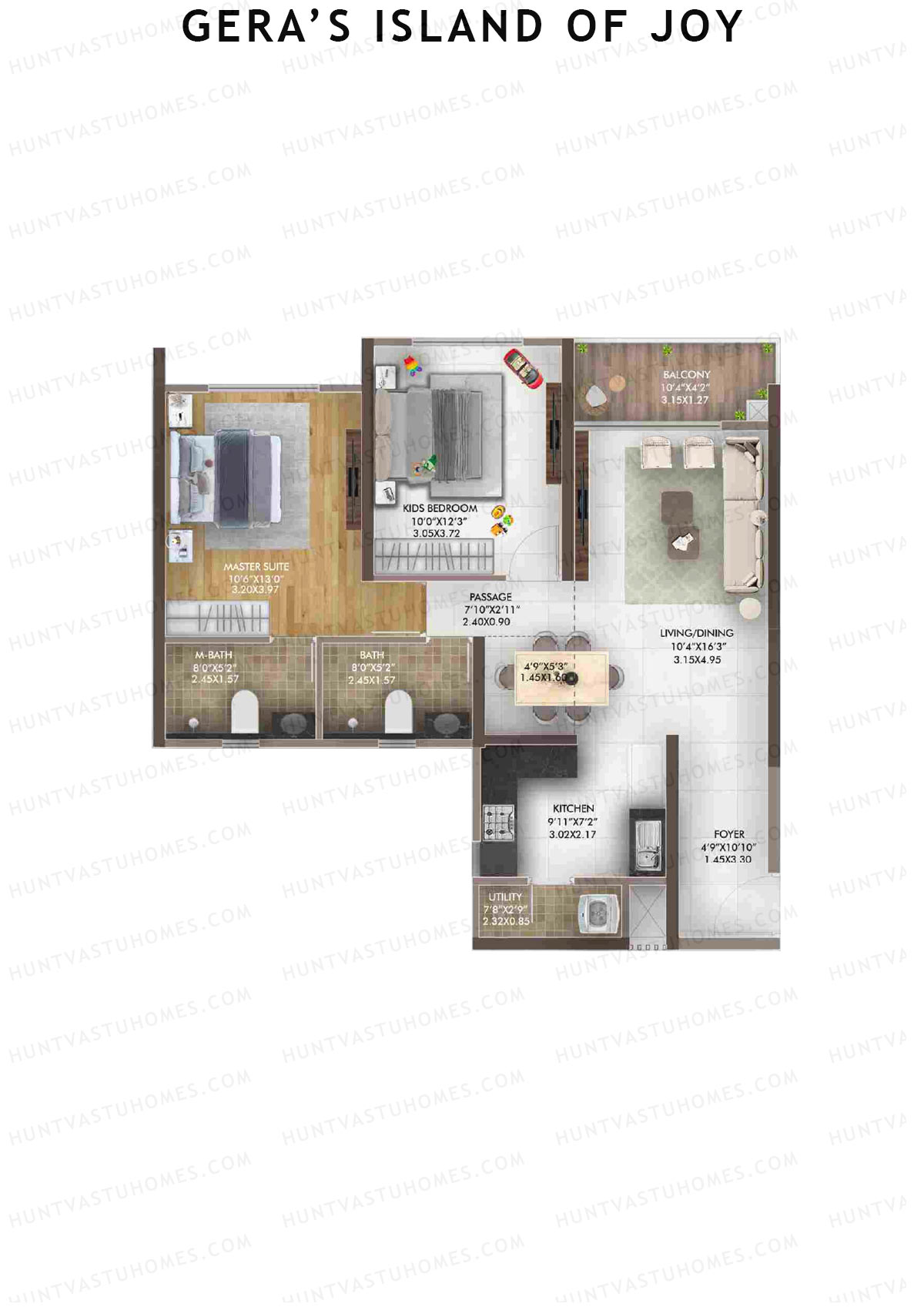 Gera's Island of Joy Tower 4 Unit 3 Floor Plan