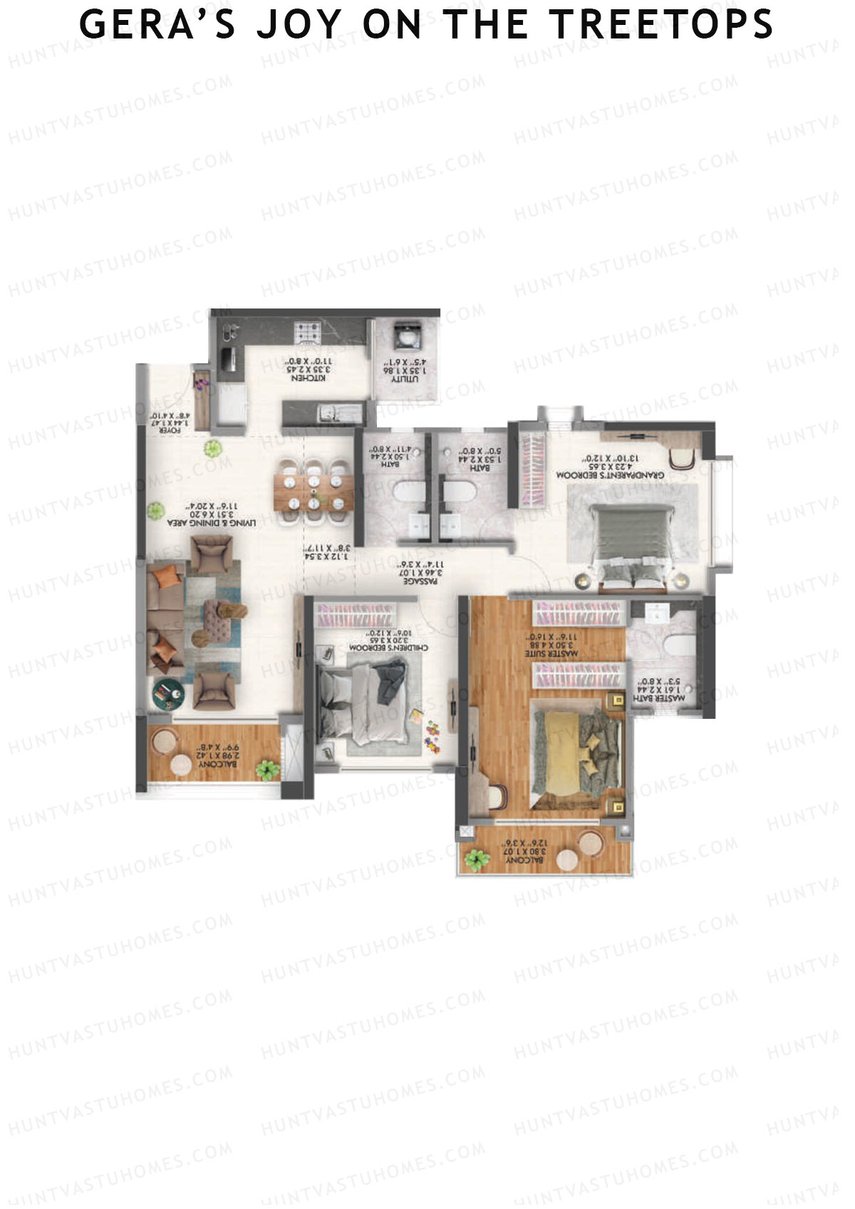 Gera's Joy on the Treetops Tower 1 Unit 3 (Type 1) Floor Plan
