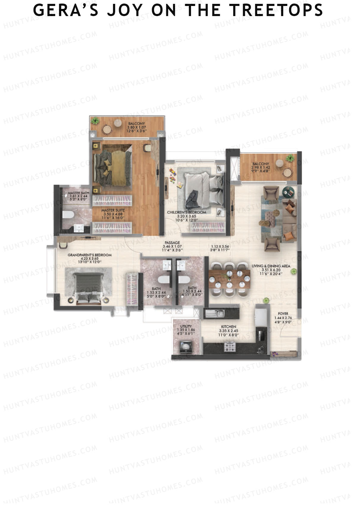 Gera's Joy on the Treetops Tower 1 Unit 7 (Type 2) Floor Plan
