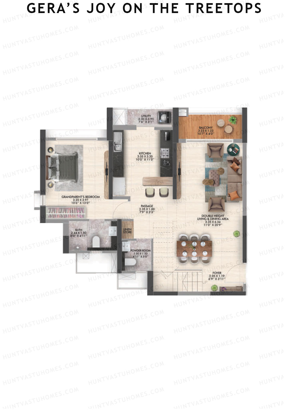 Gera's Joy on the Treetops Tower 2 Unit 7 (Duplex) Floor Plan