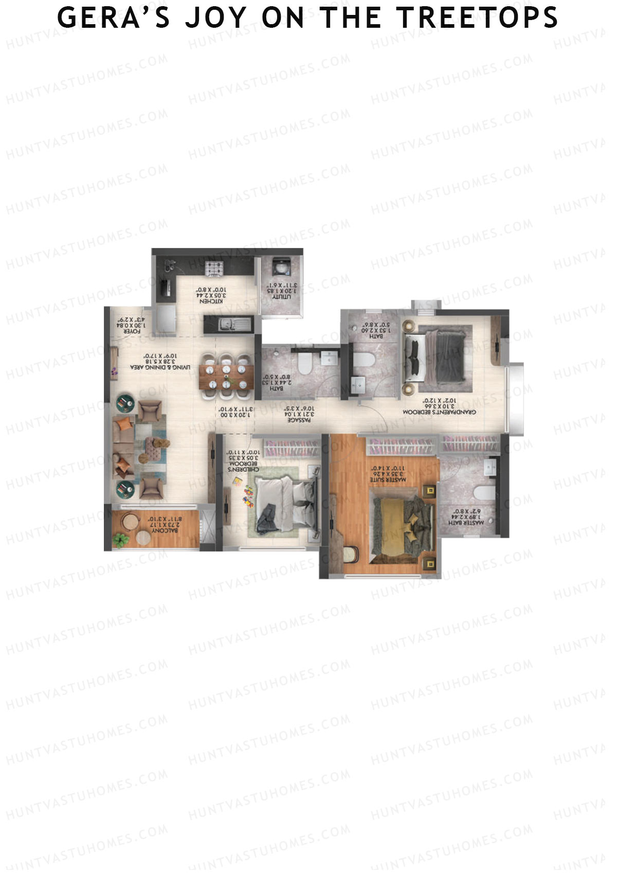 Gera's Joy on the Treetops Tower 3 Unit 3 (Type 1) Floor Plan