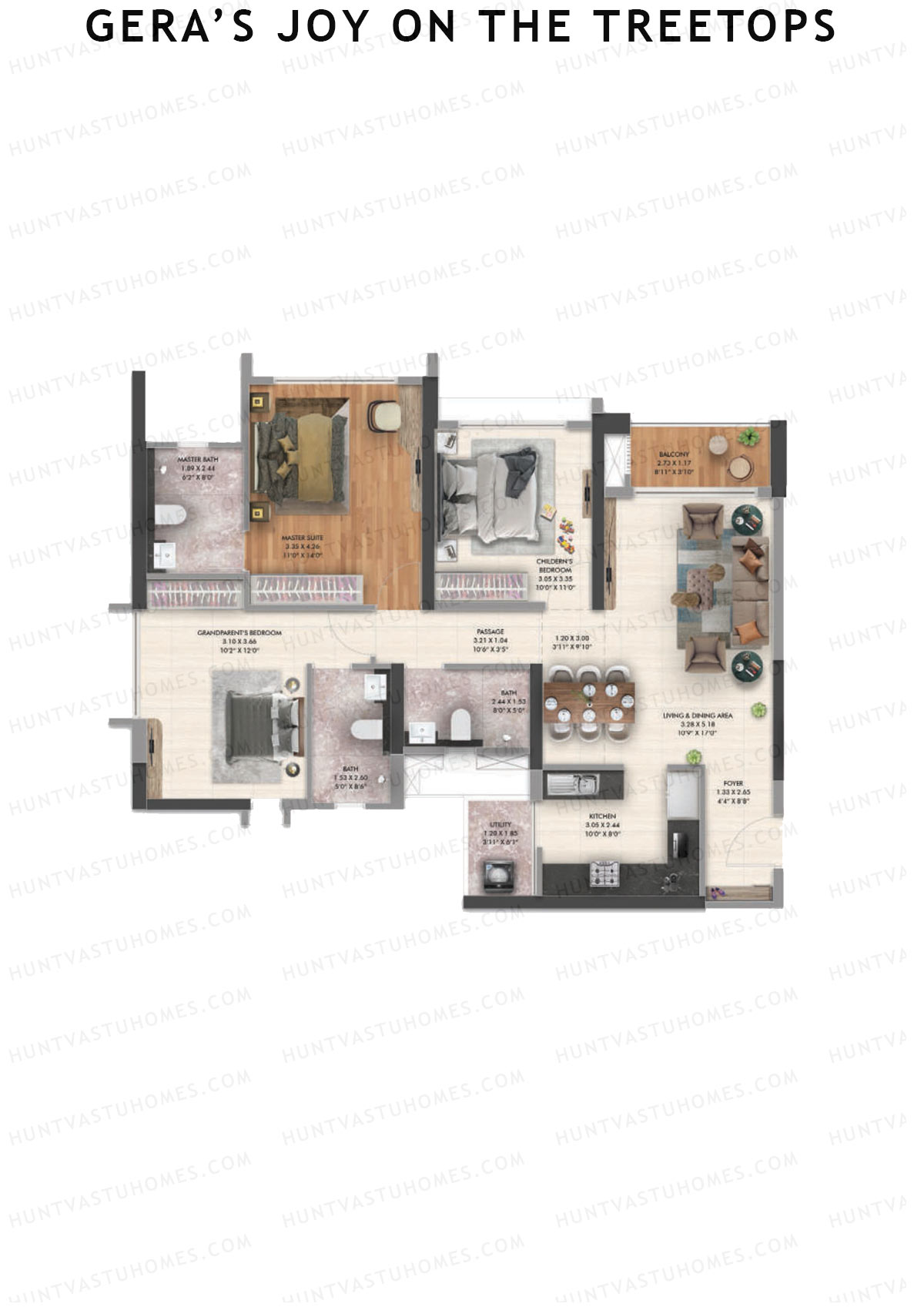 Gera's Joy on the Treetops Tower 3 Unit 7 (Type 2) Floor Plan